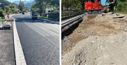 Ende der Arbeiten in Sicht: Die Brannenburger (links) und Neubeuerer Straße waren zwischen Juni und September nur teilweise befahrbar. Foto Re