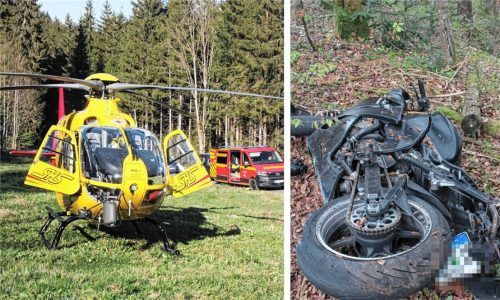 Erneut ein schwerer Unfall am Sudelfeld. Ein 22-Jähriger stürzte in einer Kurve und musste mit dem Rettungshubschrauber in die Klinik gebracht werden. (Symbolbild, links) Foto reisner/DPA