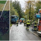 Schwerer Lkw-Unfall im Wald bei Thann