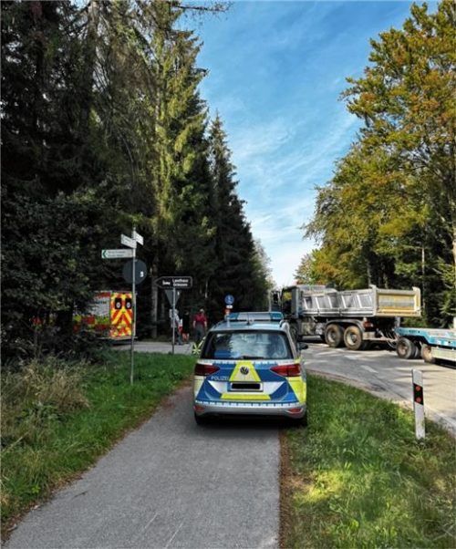 Fotos der Feuerwehr zeigen den Lkw, mit dem das Motorrad zusammenstieß.Fotos Feuerwehr Seeon-Seebruck