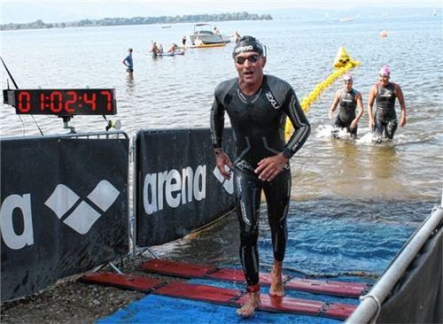 Uwe Linner gewann beim Chiemsee-Langstreckenschwimmen seiner Altersklasse. Foto Tiger Timing