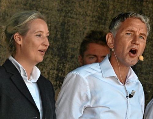 Alice Weidel und Björn Höcke hatten bei den jüngsten Wahlen im Osten Erfolge zu feiern. Die AfD wurde bei der Landtagswahl in Thüringen sogar stärkste Kraft. Foto dpa