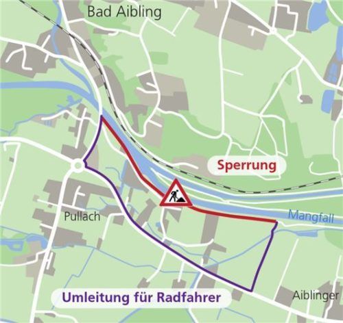 Aufgrund der Sperrung gibt es für Fußgänger und Radfahrer eine Umleitung. Foto Verena Klinger