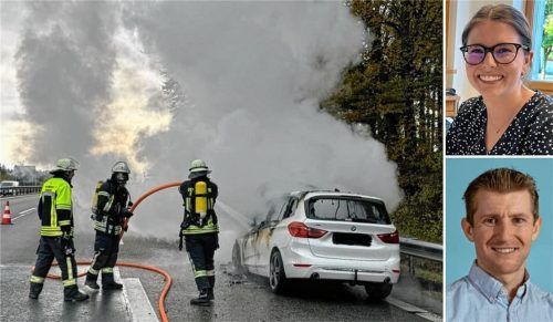 Bei Unfällen auf der A8 rückt die Frasdorfer Feuerwehr aus. Wie ihre Einsatzkosten abgerechnet werden und ob die Einnahmen kostendeckend sind, erklären Sophia Ladner (oben) und Andreas Oppacher von der Gemeindeverwaltung. Foto Feuerwehr Frasdorf/Gerlach/Gemeindeverwaltung Frasdorf