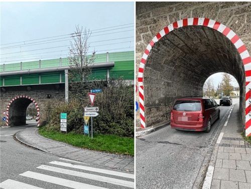 Der Bahntunnel in Großkarolinenfeld ist eng und gefährlich – besonders für Fußgänger und Radler, aber auch für Autofahrer. Fotos Stache/Bulicek+Ingenieure