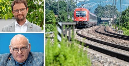 Der Feldkirchen-Westerhamer Gemeinderat, unter anderem Bürgermeister Johannes Zistl (links oben) sowie Gemeinderat Franz Bergmüller, diskutierte über die Unterstützung der Landkreis-Forderungen zum Brenner-Nordzulauf. Foto re/Sven Hoppe(dpa)/Matthias Balk(dpa)