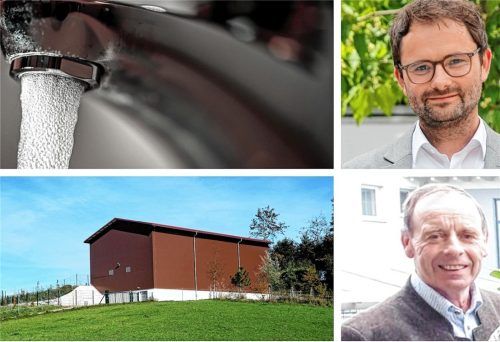 Der steigende Wasserpreis hängt auch mit dem neu gebauten Hochbehälter Aschbach zusammen. Darüber diskutierten unter anderem Bürgermeister Johannes Zistl (oben) und Gemeinderat Georg Schnitzenbaumer. Foto dpa/Merk/re/Hötzelsperger
