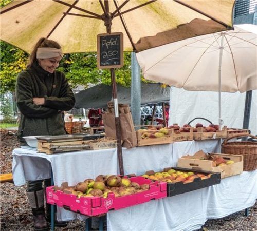 Die Familie Lupp bot an ihrem Stand Äpfel aus dem heimischen Garten an.Foto Stache
