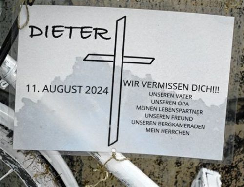 Dieter Stahls Freunde haben am Fahrrad auch eine Botschaft hinterlassen. Foto  Schlecker