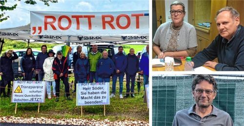 Geben nicht auf: Heike Bachert und Günther Hein (oben) sowie Christian Jendel (unten) aus dem Kernteam derBI „Rott rot(t)iert“. Auch bei Demos stellen sie klare Forderungen an Ministerpräsident Markus Söder. Foto re/Duczek