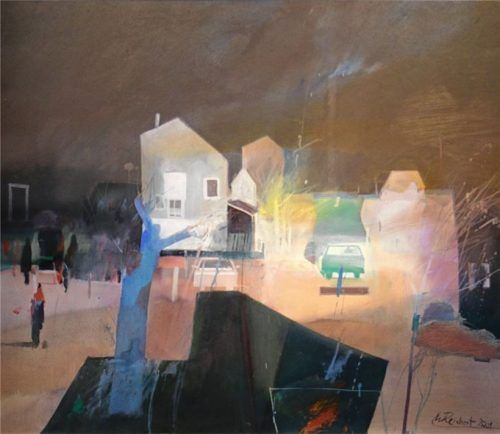 „Landschaft bei Nacht“, Öl auf Leinwand. Foto C. Teine