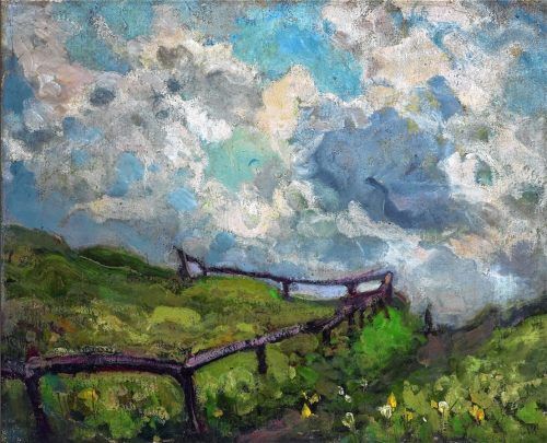 Lisbeth Lommel: „Steiler Weg“, Öl auf Leinwand, um 1930, Kunstsammlung Markt Prien. re