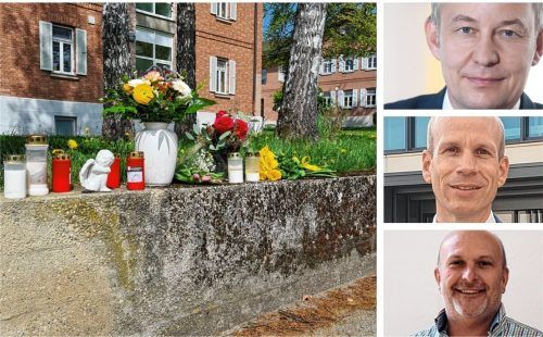 Oberarzt Rainer Gerth wurde am 8. April in der Nähe seines Arbeitsplatzes, der Forensik, auf dem Gabersee-Gelände ermordet. Über die Stimmungslage der Klinikfamilie berichten unter anderem der Ärztliche Direktor des kbo-Inn-Salzach-Klinikums, Professor Dr. Peter Zwanzger, Geschäftsführer Dr. Karsten Jens Adamski und Betriebsratsvorsitzender Josef Schwarzenböck. Foto Rieger/re