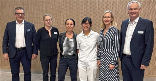 Organisatoren und Referenten des gynäkologisch-geburtshilflichen Symposiums: (Von links) Professor Dr. Marc Martignoni, Dr. Monika Wolf, Dr. Gerlinde Götz, Felicia Sili, Dr. Angela Kirschenhofer, PD Dr. Andreas Schnelzer. Foto  Romed-Kliniken