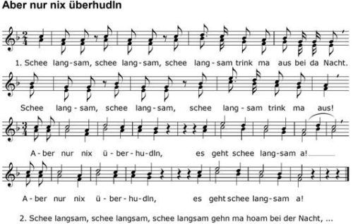 Spätnächtliches Trinklied.Notenschrift EBES-Volksmusik