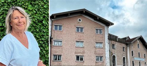 16 Wohnungen, Bücherei, Café, Bürgersaal, Vereinsräume und Bankfiliale – all das könnte im Areal von Reismühle und Brunnerhaus entstehen. Warum das Projekt ins Stocken geraten ist, erklärte Bürgermeisterin Regina Braun (links) auf der Bürgerversammlung. Foto Kirchner