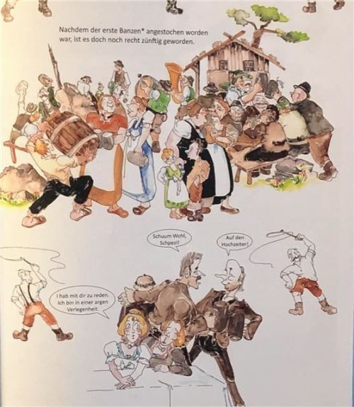 Auszug aus dem Comic von Herbert Klee, Szene „Hochzeitsfeier“. Foto bößwetter