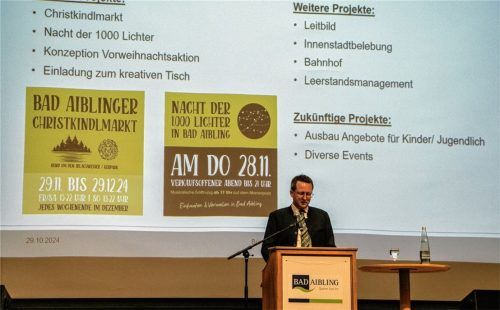 Bürgermeister Stephan Schlier zeigte die umfangreichen Aufgaben und Tätigkeiten der Stadt mit eindrucksvollen Zahlen auf.Foto stache