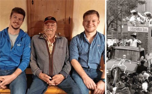 Die Faschingsgilde Vagen ist seit 60 Jahren Garant für spektakuläre Faschingsumzüge. Präsident Stefan Chmel (links) und Zweiter Präsident Stefan Riederer stehen heute an der Spitze der Faschingsgilde, während Ehrenpräsident Franz Xaver Engl die Geschicke des Vereins in den 80er- und 90er-Jahren leitete. Foto Mathias Weinzierl, Faschingsgilde Vagen