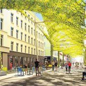 Grünes Netz vor blauem Himmel