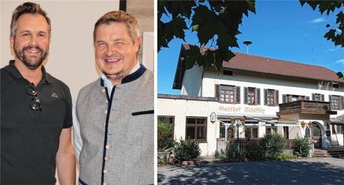 Hatten bei der Veranstaltung für die Bürger auch Informationen über das Areal des Gasthofs Schäffler im Gepäck: die Ortsbeirat-Vorsitzenden Mathias Schmid (links) und Andreas Haimerl. Foto Merk, Weinzierl