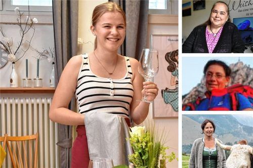 Hauswirtschafterinnen aus Überzeugung: Franziska Steinlechner (großes Bild), Rosa Wimmer, Leiterin der Berufsfachschule für Ernährung und Versorgung München (rechts von oben), Hauswirtschaftsmeisterin Martina Bauer und Kreisbäuerin Katharina Kern.Fotos .Schlaf/Caritas/Gruber/Bergwacht Sachrang-Aschau