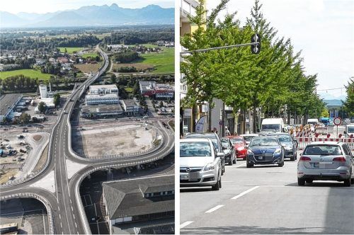 Laut Stadtverwaltung hat die Westtangente deutliche Auswirkungen auf die Kolbermoorer Innenstadt. Foto Staatliches Bauamt Rosenheim/Riediger