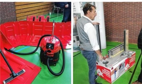 Saugroboter und Schutzwände: Auf der Messe in Raubling drehte sich alles um das Thema Hochwasserschutz. Foto Re