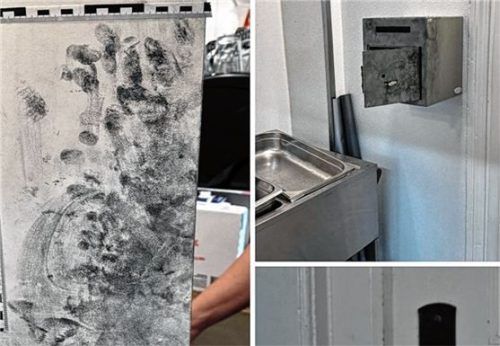 Spuren des Einbruchs in der „Fischküche“ an der Gillitzerstraße. Fotos Privat