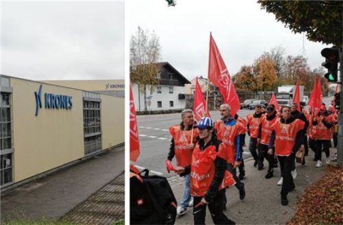 Streik vor den Rosenheimer Werkstoren von Krones: Rund 250 Mitarbeiter gingen im November auf die Straße. Foto Sautter