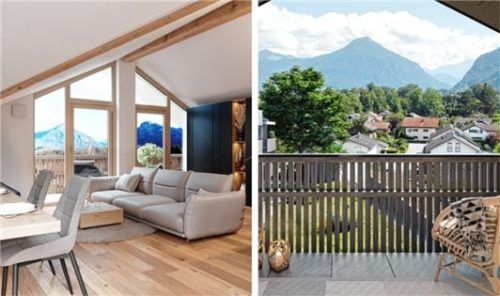 Terrasse mit Bergblick: So sollen die neuen Wohnungen an der Sudelfeldstraße aussehen. Foto Re