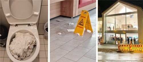 Unbekannte sorgten in der Kulturmühle bereits 2023 durch verstopfte Toiletten und verklebte Böden für Aufregung. Fotos re/RE/Neuwirth