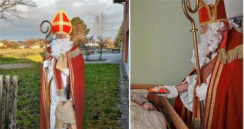 Adelbert Schömer aus Rosenheim wird jedes Jahr zum Nikolaus – und erlebt dabei besondere Momente. Manchmal sogar beim Kicken. Fotos re