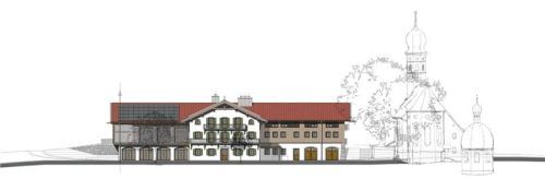 Ansicht von Osten: Das Erscheinungsbild des alten Moarwirts soll beim Gasthof Wilparting erhalten bleiben. Foto Büro Wegmann