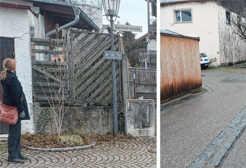 Cathrin Müller wünscht sich einen Verkehrsspiegel in der Griesgasse an der Ecke zur Karolinenstraße in Bad Aibling. Dieser soll für mehr Sicherheit sorgen, doch bislang gab es nur Absagen. Foto Beuerlein