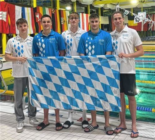 Der bayerische Kader: (von links) Jonah Henninger, Kilian Wegner, Elias Iakab, Korbinian Miciecki sowie Sebastian Kürpick. Foto DLRG