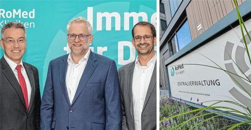 „Die Wirtschaftlichkeit überdenken“: Landrat Otto Lederer, der neue Romed-Geschäftsführer Ulrich Schulze und Oberbürgermeister Andreas März. Foto Romed/Michael Weiser