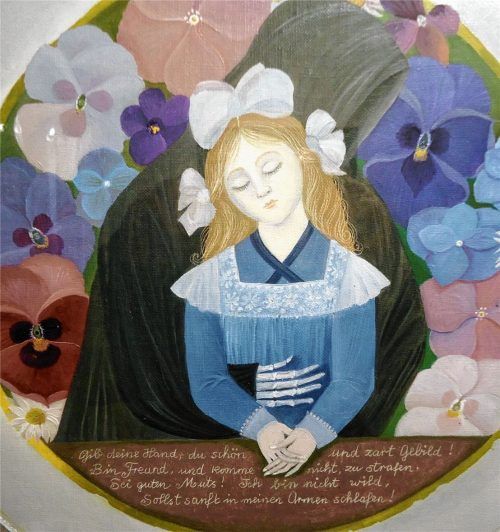 Dorothea Stefula 1914-1997, Der Tod – Gedicht von Matthias Claudius, Öl auf Leinwand 1977.Foto aß