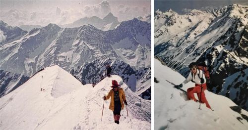 Martha Schürf war eine begeisterte Skifahrerin und Bergsteigerin – überall auf der Welt: Schweiz, Nepal, Equador. Foto Collage: Familie Kecht