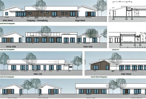 So sehen die Ansichten des neuen Naturkindergartens in Schechen aus. Architektur und Stadtplanung Petzenhammer