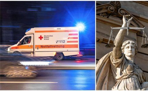 Vor dem Rosenheimer Amtsgericht musste sich ein Mann (38) verantworten, weil er vor einem Supermarkt auf einen anderen Mann eingetreten hat – nicht die einzige Straftat, die verhandelt wurde. Foto Montage: dpa/picture alliance/Hannes P Albert/Stefan Puchner