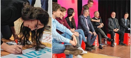 Auch die anwesenden Politiker wie Victoria Brossart (Grüne, Dritte von links) konnten Forderungen einbringen. Zunächst wurden sie jedoch von Krankenhausmitarbeitern und weiteren Gästen um Antworten auf drängende Fragen gebeten. Foto Wildauer