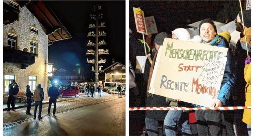 Aufgrund einer AfD-Veranstaltung beim Maurerwirt in der Grainbacher Ortsmitte versammelten sich rund 100 Personen zur Gegendemo am Samerberg.Fotos  Deindl