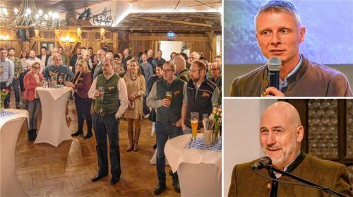 Beim Neujahrsempfang des Rotter Gewerbeverbandes sprachen Florian Schiller (oben rechts), Geschäftsführer von OVB Media, und Christian M. Klotz (rechts unten), Geschäftsführer des Bezirksverbandes Oberbayern Ost des Bundes der Selbständigen, über KI und Pioniergeist. Foto Klemmer