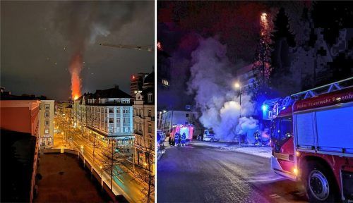 Den letzten Brand eines Containers gab es in der Nacht auf Samstag, 18. Januar, in der Brixstraße – jetzt konnte die Polizei fünf Tatverdächtige festnehmen. Foto Privat/Freiwillige Feuerwehr Rosenheim
