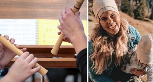 Der Blockflöte ist jährlich am 10. Januar ein eigener Aktionstag gewidmet. Wieso sich gerade dieses Instrument gut zum Einstieg in die Welt der Musik eignet, diese Frage beantwortet Musiklehrerin Marina Ellmayer aus Bruckmühl, hier mit einem ihrer beiden Kinder, im Interview. Foto dpa/re