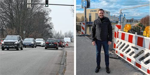 Der Ersatzneubau der Mangfallkanalbrücke in der Äußeren Münchener Straße soll ein langjähriges Nadelöhr an einer der meistfrequentierten Ein- und Ausfallstraßen Rosenheims beheben. Fotos Schlecker/Abgeordnetenbüro Artmann