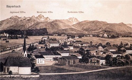 Die Aufnahme von 1920 zeigt den Simssee, damals Simsee, von Baierbach, damals Bayerbach, aus gesehen.höfer