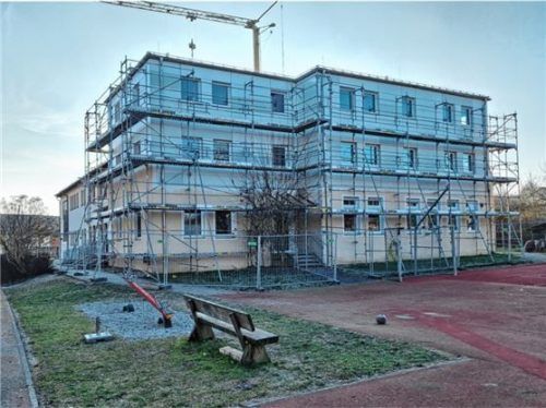 Die Aufstockung der Kita liegt voll im Zeitplan.