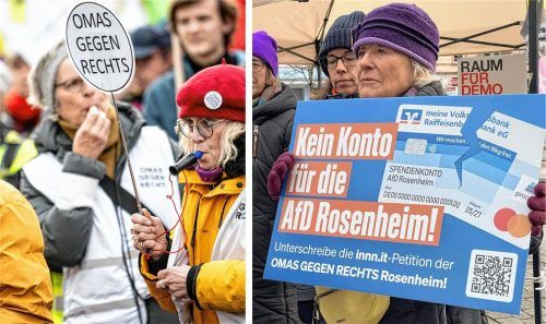 Die Rosenheimer „Omas gegen Rechts“ haben eine Online-Petition gestartet. Das Ziel: Die VR-Bank soll das AfD-Spendenkonto kündigen. Fotos privat/dpa
